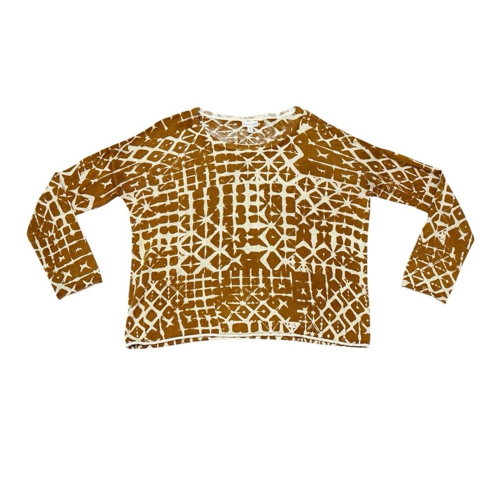Garnet Hill Mustard Yellow Silk Cotton Boxy Sweater Size S